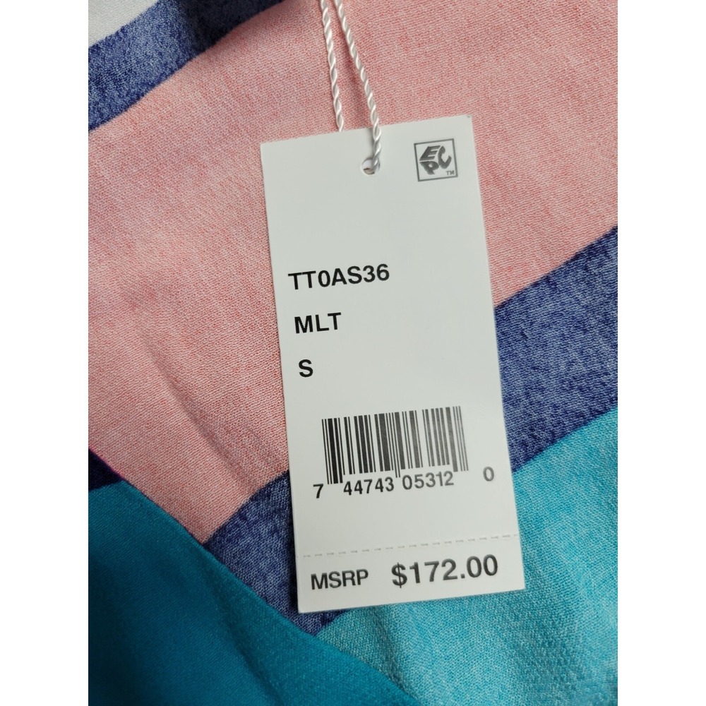 NWT Trina Turk Catch-A-Wave Swimsuit Cover-Up Dress Women's Small Rainbow Stripe - Picture 6 of 9